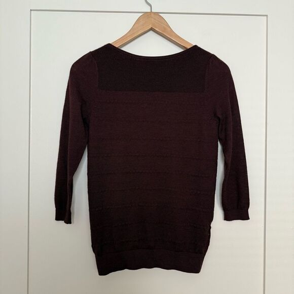 Loft Sweater Womens Sz XS Burgundy Knit Pullover Round Neck Wool Blend - Picture 6 of 11